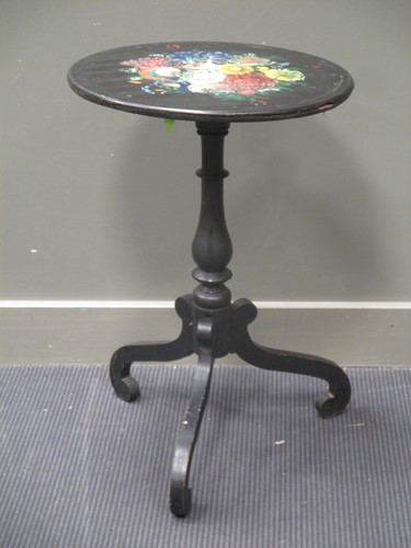 Lot 711 - A Victorian floral painted circular slate top occasional table