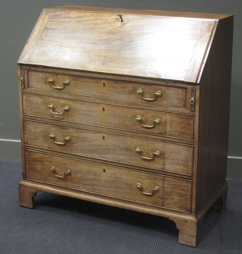 Lot 418 - A George III mahogany bureau, 108 x 101cm