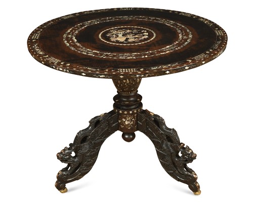 Lot 512 - A Far Eastern mahogany pedestal table, late 19th century