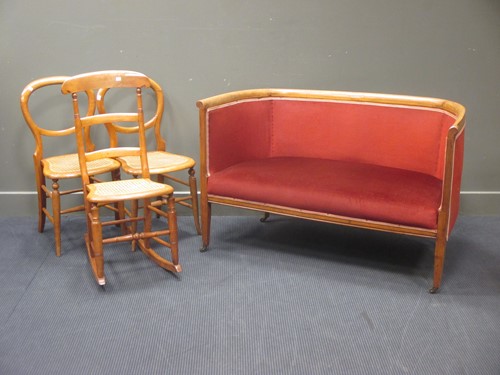 Lot 344 - A 19th century inlaid settee, 127cm wide;...