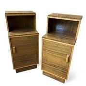 Lot 673 - A pair of Art Deco walnut pot cupboards by Pratts of Bradford