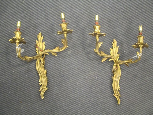 Lot 521 - Pair of 20th century gilt metal rococo style...