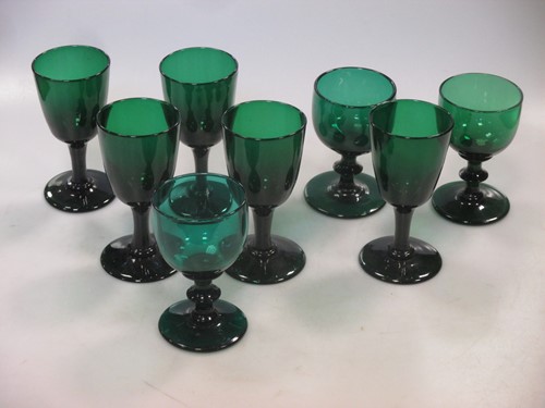Lot 20 - Eight green coloured glasses