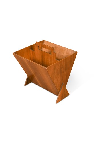 Lot 210 - An Art Deco laminated plywood geometric magazine rack
