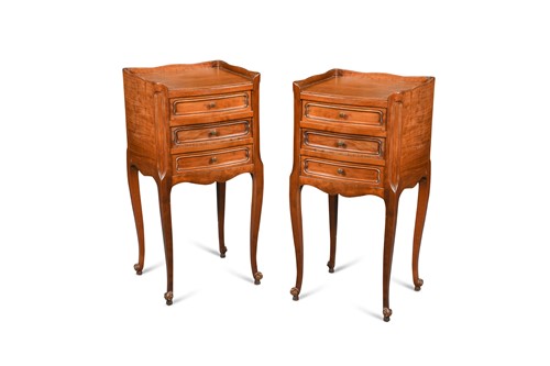 Lot 578 - A pair of French Provincial cherry wood night tables