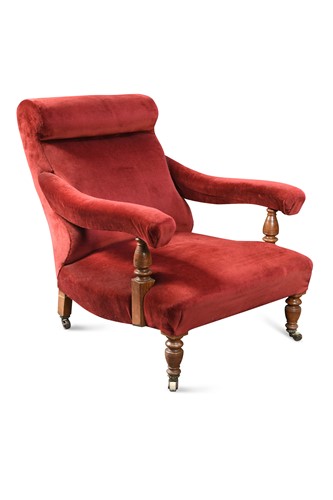 Lot 517 - A late-Victorian walnut library chair in the manner of Shoolbred