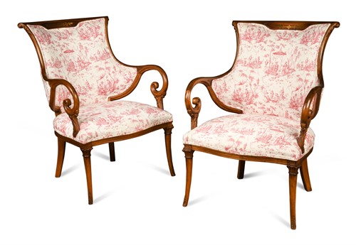 Lot 579 - A pair of French fauteuils