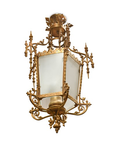 Lot 577 - A gilt brass hall lantern