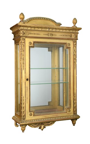 Lot 630 - A giltwood wall cabinet, 19th century