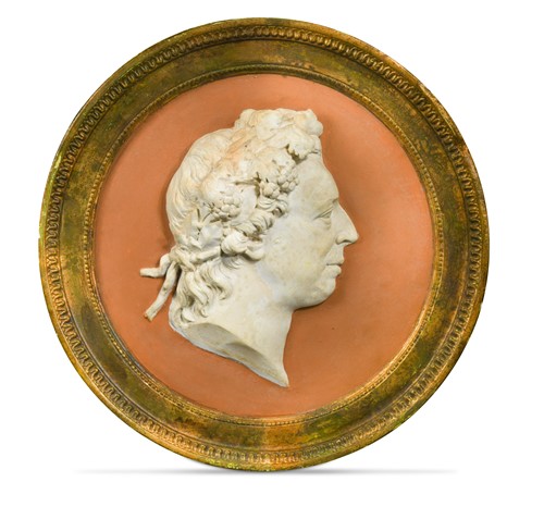 Lot 634 - A plaster relief portrait roundel, 19th century
