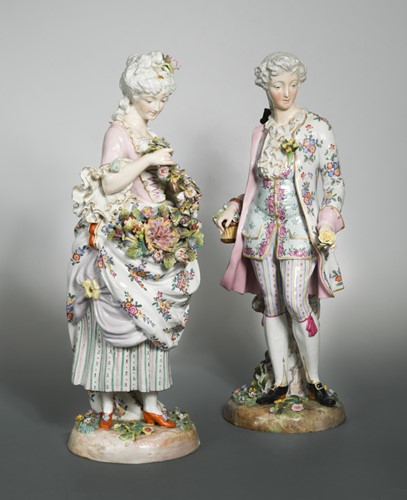 Lot 41 - A pair of 19th century German porcelain figurines