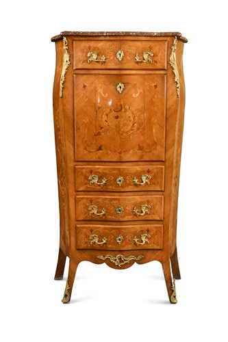 Lot 580 - A French kingwood secretaire a abattant, late 19th century