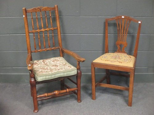 Lot 512 - An 18th century ash and elm spindle back...