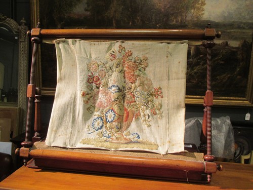 Lot 525 - A Victorian mahogany tapestry frame with box...
