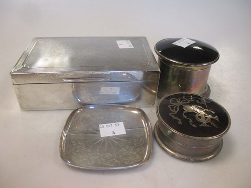 Lot 253 - A silver cigarette box, a pin tray and two...