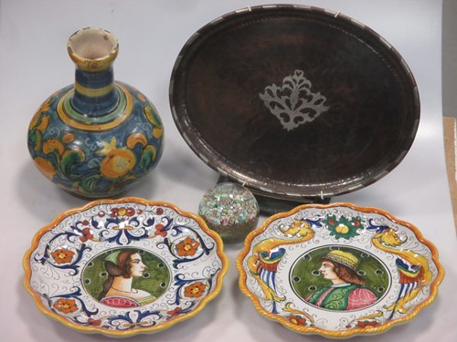 Lot 15 - Pottery including a Della Robbia bowl...