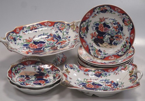 Lot 38 - A Spode ironstone part desser service, floral...