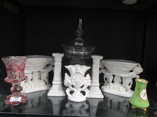 Lot 43 - A glass sweetmeat jar and cover, a Continental...