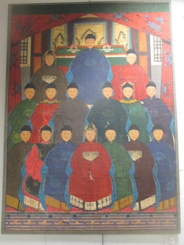 Lot 306 - A large Chinese ancestral portrait, oil on...