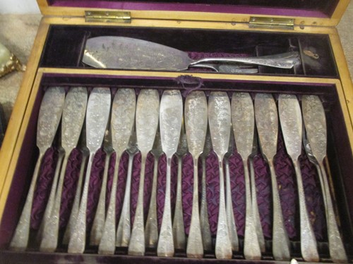 Lot 104 - Late Victorian 'Fish' canteen. An onyx .........