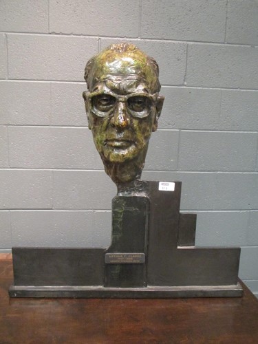 Lot 518 - A resin bust of Arthur C Clark, by Sarath...