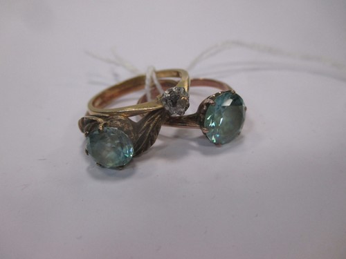Lot 131 - Two blue zircon single stone rings together...