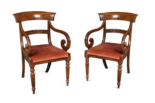 Lot 543 - A pair of George IV mahogany open armchairs