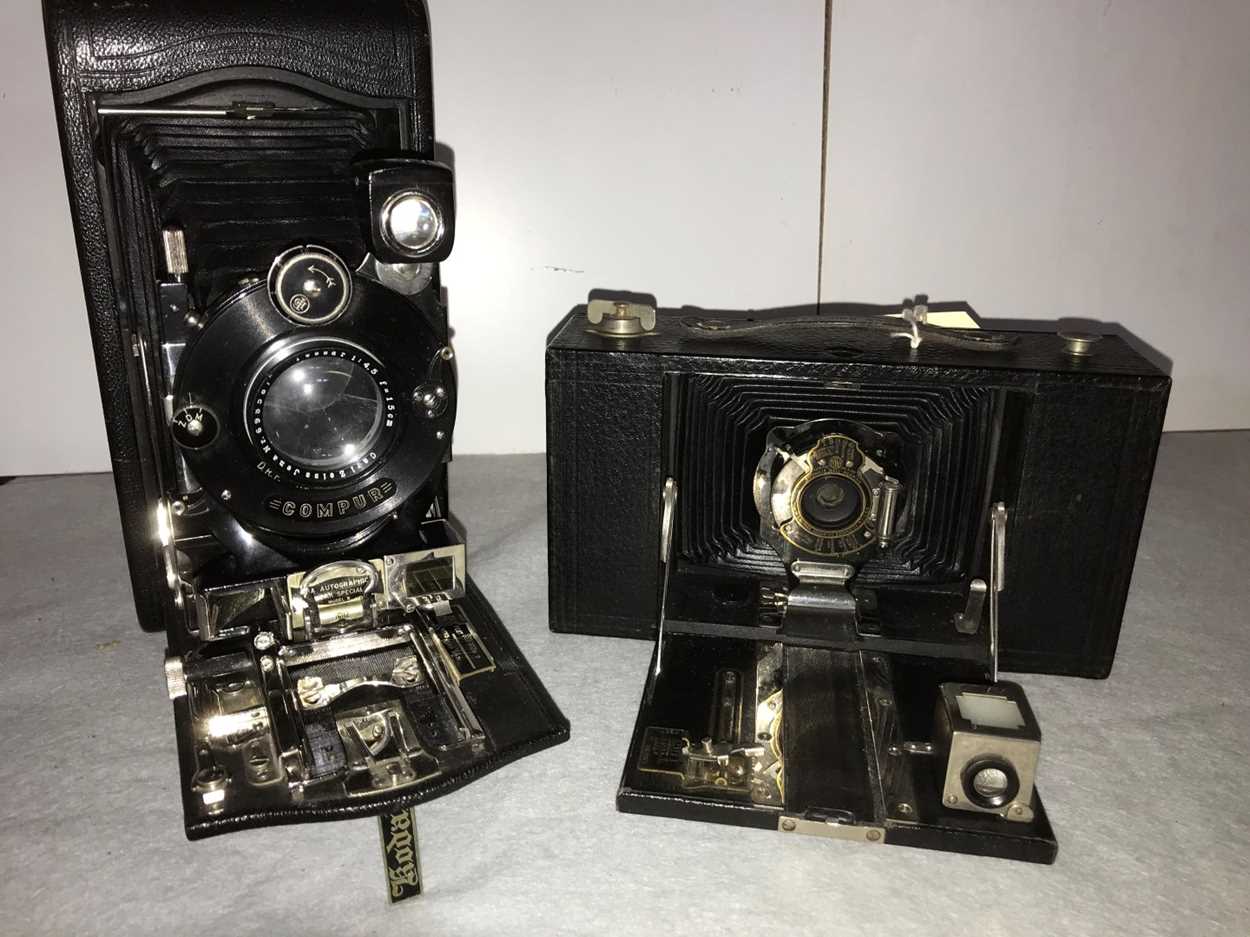 Lot 136 - Two vintage folding Kodak cameras
