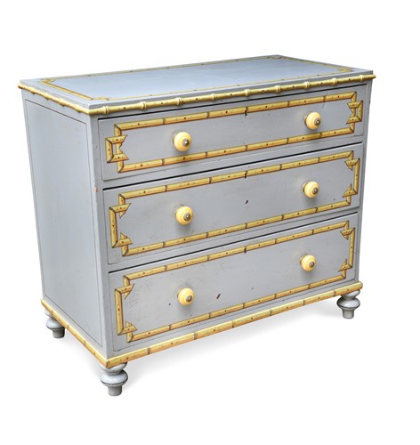 Lot 636 - A faux bamboo painted chest