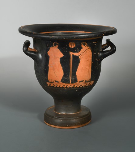 Lot 18 - A Greek red figure two-handled krater (wine vessel), Apulian region, circa 300-275 B.C.