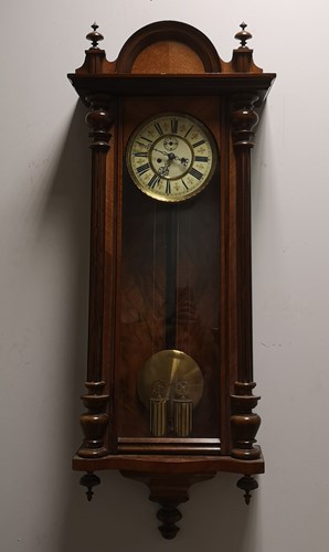 Lot 35 - A Vienna type walnut wall clock