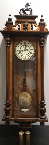 Lot 36 - A Vienna type walnut wall clock