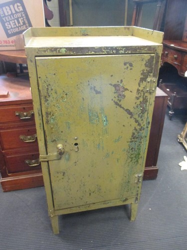 Lot 490 - An green painted industrial cabinet, 96 x 46 x...