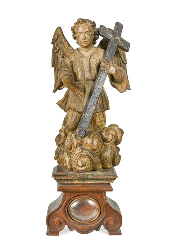 Lot 446 - A Spanish carved wood figure of St Michael, 17th century