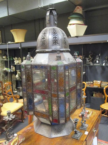 Lot 571 - A Moorish / Moroccan hanging lantern, modern