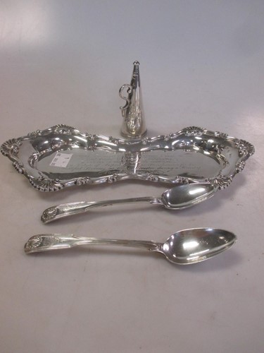 Lot 229 - A silver candle snuffer tray, together with a...