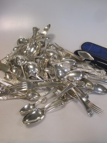 Lot 214 - A large quantity of assorted silver flatware,...