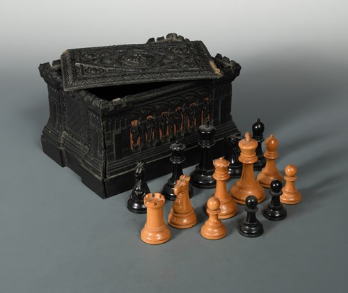 Lot 77 - A Staunton pattern chess set by Jacques, London, mid 19th century