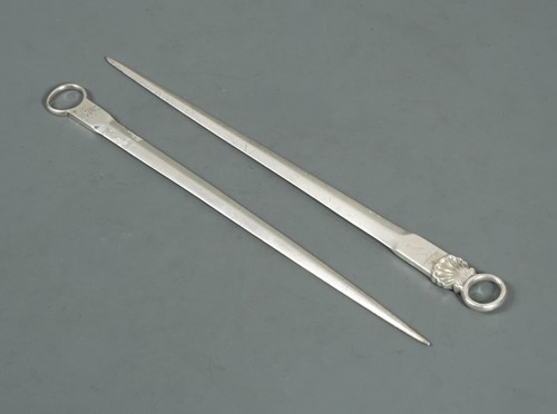 Lot 510 - Two George III silver meat skewers