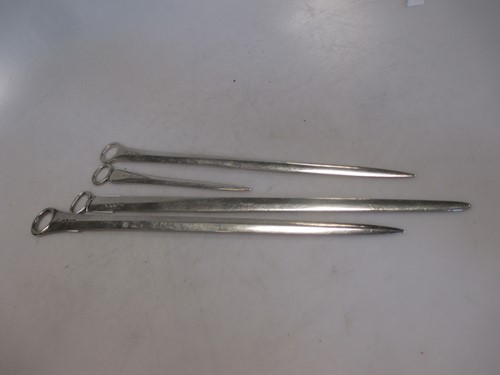 Lot 225 - A collection of three silver meat skewers...