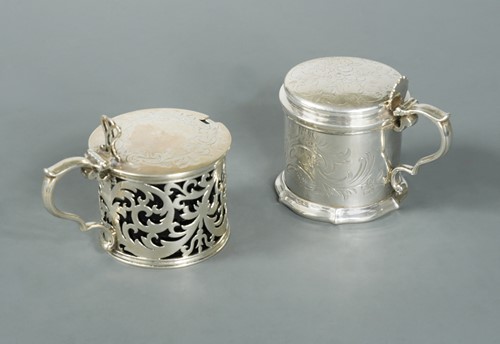 Lot 556 - Two substantial Victorian silver drum mustards