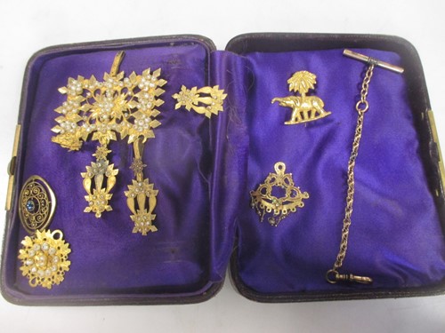 Lot 162 - Three pieces of pearl set jewellery of Eastern...