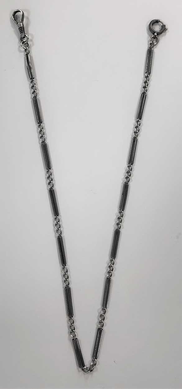 Lot 254 - A white metal and black enamel 'Albertina' chain