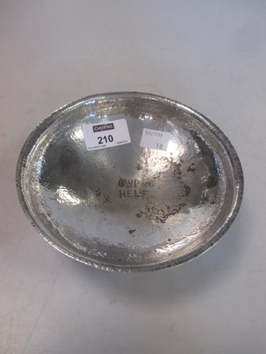 Lot 210 - A white metal hammered bowl, tests as silver 7....