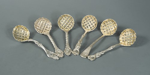 Lot 554 - A collection of six Victorian silver sifting spoons