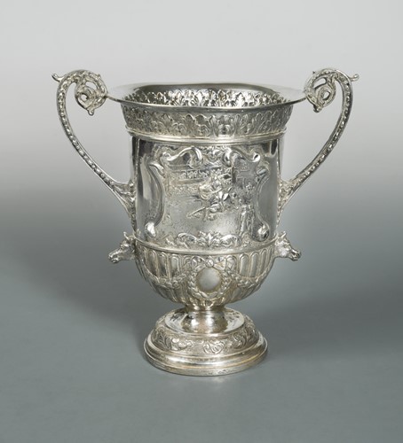 Lot 592 - An Edward VII silver two handled trophy