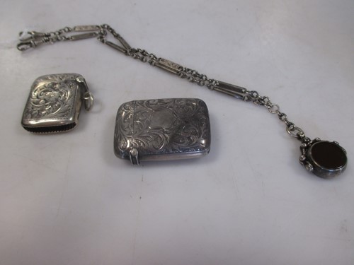 Lot 171 - Two silver vesta cases together with a pocket...