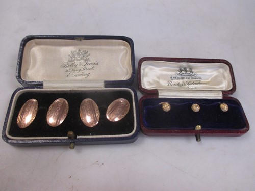 Lot 163 - A pair of 9ct gold cufflinks 5g, together with...