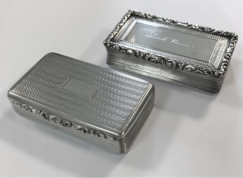 Lot 378 - A duo of 19th Century silver snuff boxes by Francis Clark