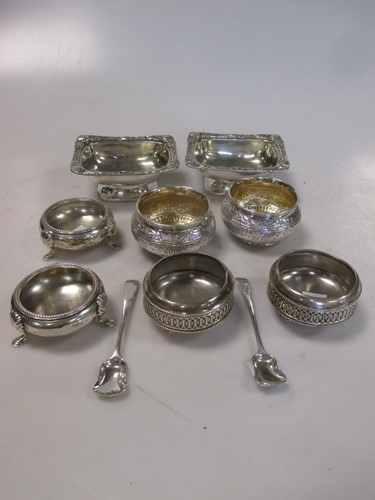 Lot 232 - Four pairs of silver salts, one pair with...